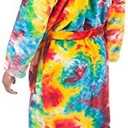 Forever Lazy Bathrobes for Women and Men, Hooded, Soft, Fuzzy Coral Fleece, M, Tie Dye