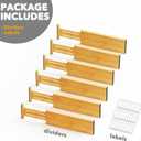SpaceAid Bamboo Dresser Drawer Dividers 6 Pack, 4.65 High Adjustable 12.5-17 Drawer Organizers, Expandable Organization for Clothing, Clothes, Dressers, Natural