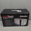 Mueller UltraToast Full Stainless Steel Toaster 4 Slice, Long Extra-Wide Slots for Bagels and Waffles, 6 Browning Levels, LED Display, Cancel/Defrost/Reheat Functions & Removable Tray, Kitchen Gadgets