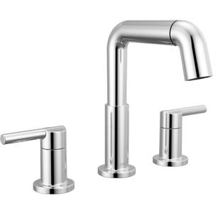 Delta Nicoli Chrome Bathroom Faucet with Sprayer, 8 Inch 3 Hole Widespread Bathroom Sink Faucet with Pull Out Sprayer, Push-Pop Drain, Chrome 35849LF-PD