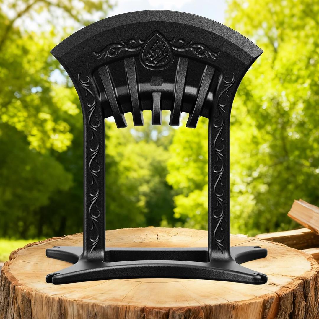 Firewood Kindling Splitter, Manual Log Splitter, Cast Iron Log Splitting Wedge, Heavy Duty Wood Splitter Tool with Cover (Black)