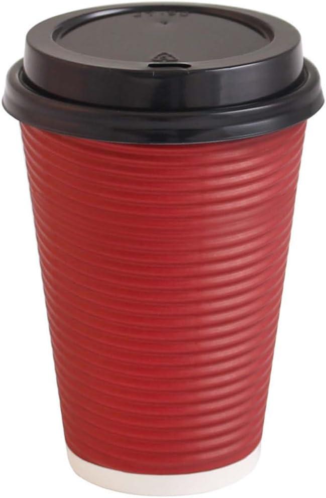 Burgundy Ripple Hot Cups - 16 Oz - Paper, Case Of 200, 4 Packs X 50 - For Coffee, Tea, Cafes & Breakrooms, Large