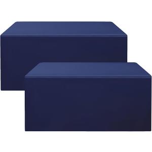 Smiry 2 Packs Fitted Navy Blue Tablecloths, 6 Foot Rectangle Polyester Fabric Table Cloths, Washable Table Cover for Trade Show, Craft Show, Parties, Birthday, Wedding, 72 x 30 Inch