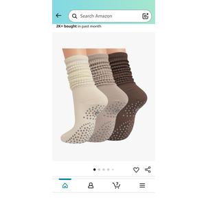Grip Pilates Socks for Women, Yoga Slouch Socks with Grip for Barre Workout Hospital Long Scrunch Slipper Socks S