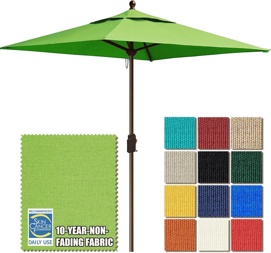 EliteShade USA 10-Year-Non-Fading 6x6Ft Square Market Patio Umbrella, UPF 50+ UV Protection Performance Sun Umbrella, Heavy Duty Commercial Grade Outdoor Table Umbrella with Crank, Windproof Vented Top for Garden, Pool, Deck and Outdoor Playsets, Macaw Green