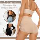 SURE YOU LIKE Tummy Control Shapewear for Women Lace Mid Waisted Underwear Body Shaper Panties (Beige, M)
