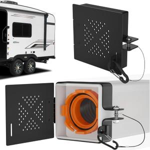 GYO 2-Pack Aluminum RV Bumper End Caps for 4-Inch Square Bumpers, Sewer Hose Storage Cover with Fine Mesh Vents, Locking Pin Security, Heavy-Duty Upgrade from Plastic Caps