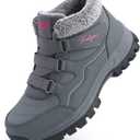 Qiucdzi Womens Winter Snow Boots Warm Fur Lined Anti-Slip Ankle Booties Walking Shoes Non-Slip Outdoor Trekking Shoes (8, Grey)