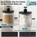 8 Pack Acrylic Qtip Holder Dispenser for Cotton Swabs, Balls, Pads, Floss - Plastic Canister Apothecary Jar Set, Bathroom Essentials Accessories Decor Vanity Makeup Storage Organizer - Clear & Black