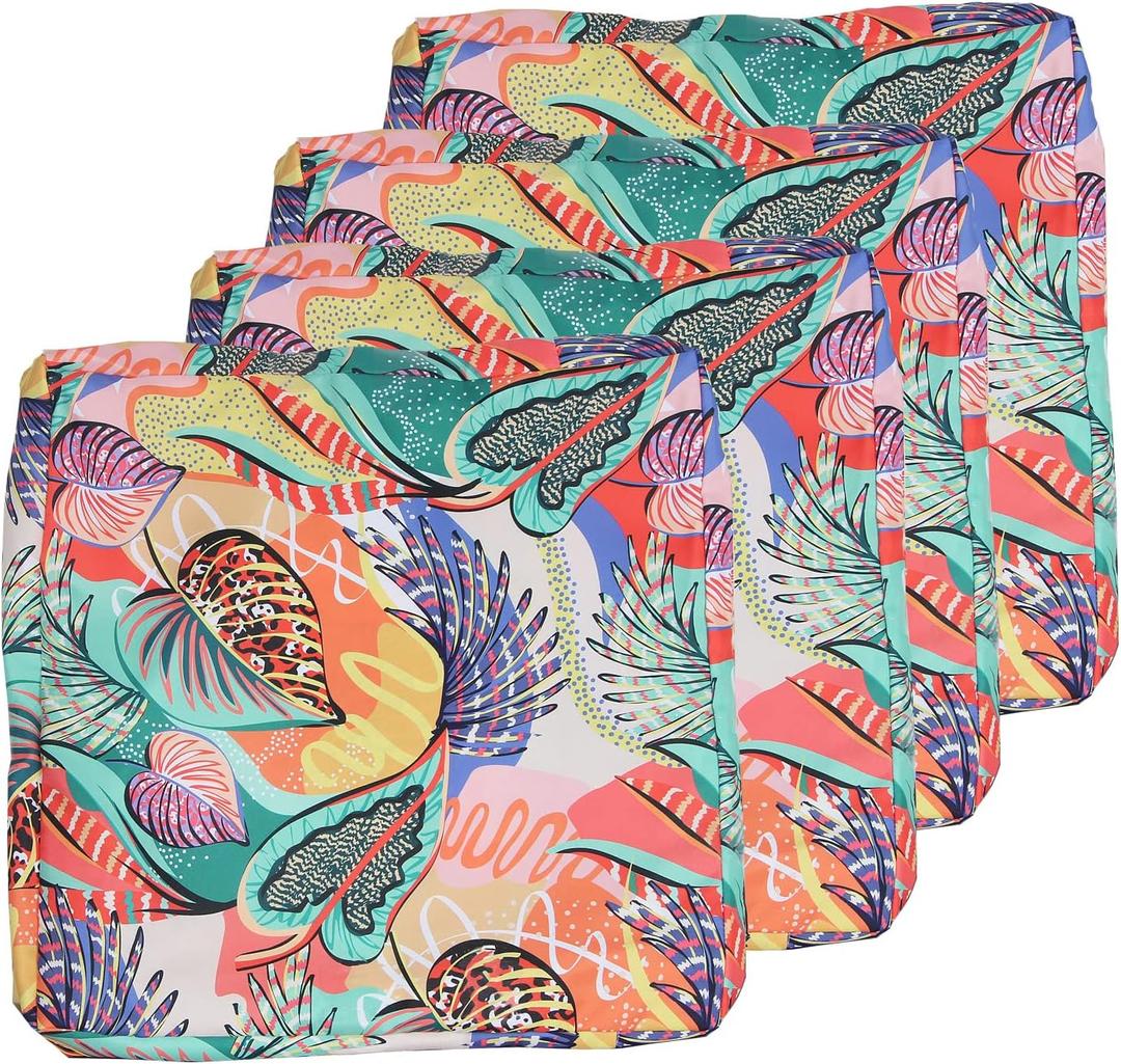 EHouseHome Patio Chair Seat Cushion Covers,Washable UV Resistant Slip Covers Replacement,Waterproof Outdoor Furniture Cushion Cover for Couch,Garden,Sofa,24"24"4"(4 Covers Only,Monica)