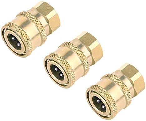 Awpeye 3 Pack Pressure Washer Coupler, Brass Fittings, 1/4 Inch Quick Connect to Female NPT