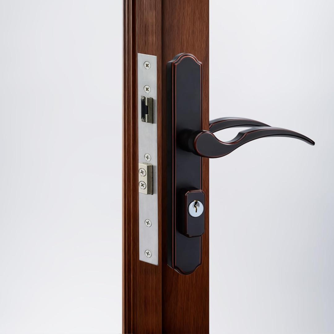 House Guard Storm Door Handle Replacement with Lock, Fits Storm & Screen Doors, for 1.11.97 Inch Thick Doors, 0.87 Inch & 1.02 Inch Backset, 2.5 Inch Center-to-Center Spacing (Oil Rubbed Bronze)