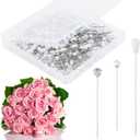 300 PCS Floral Pins for Bouquet 3 Styles Pearl Diamond Boutonniere Pins Craft Wedding Corsage Accessories with 1 Box for Dressmaking Sewing Jewelry Flower Decoration (Classic)