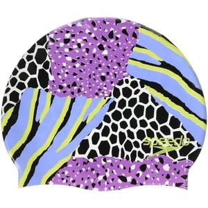 Speedo Unisex Adult Silicone Swim Cap (Black Patchwork)