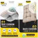 SUNROX Memory Foam Non Slip Rocking Chair Cushion, FadeShield Water Resistant Thicken Durable Tufted Pads, Set of Seat & Back Cushion with Ties for Indoor/Outdoor Rocker, 2 Piece, Husk Birch