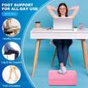 Foot Rest for Under Desk at Work, Foot Stool with Washable Cover, Comfortable Office Desk Accessories, Footrest with 3 Adjustable Heights, for Offices Gaming Chair, for Leg Support, Pink