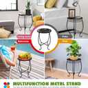 15" Tall Metal Plant Stand, 8" Wide Round Plant Stand for Flower Pot Rustproof Iron Plant Holder for Indoor Outdoor Use, Easy Assemble Flower Stand for Home Garden Display Greenery (Round 1pcs)