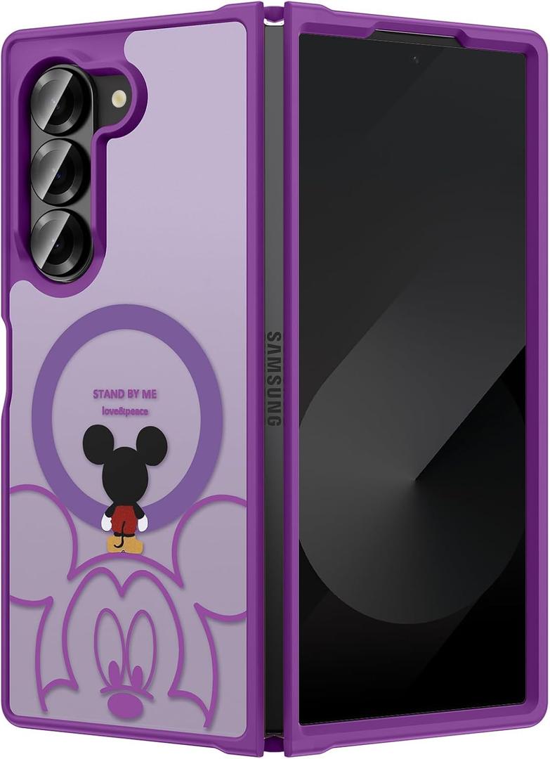 Threehundred for Samsung Galaxy Z Fold 6 Case Magnetic [Compatible with MagSafe], Cute Aesthetic Design Translucent Matte Military Grade Protection Hard Rugged Phone Case for Girls Women - Deep Purple