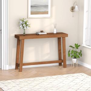 Bamboo Wood Entryway Table 47.2" Console Table, Narrow Sofa Table with Support Beam for Entrance, Hallway, Living Room, Bedroom, Foyer(Walnut), 47.24" x 31.5" x 11.81"