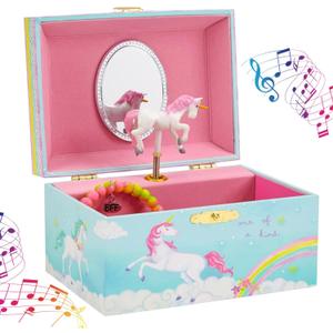 Jewelkeeper Girls Musical Jewelry Storage Box with Spinning Unicorn Rainbow Design, The Beautiful Dreamer Tune - Enchanting Unicorn Musical Box - Ideal Gift for 5 Year Old Girls - 6 x 4 x 3.5 inches