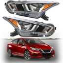 NI2502273 NI2503273 Left and Right Headlamps Assembly Replacement for 2020 2021 Versa Halogen Headlights Headlamp Pair Driver Passenger Side