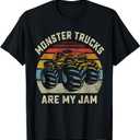 Vintage Monster Truck Retro Style Monster Trucks are My Jam T-Shirt, Black, Medium
