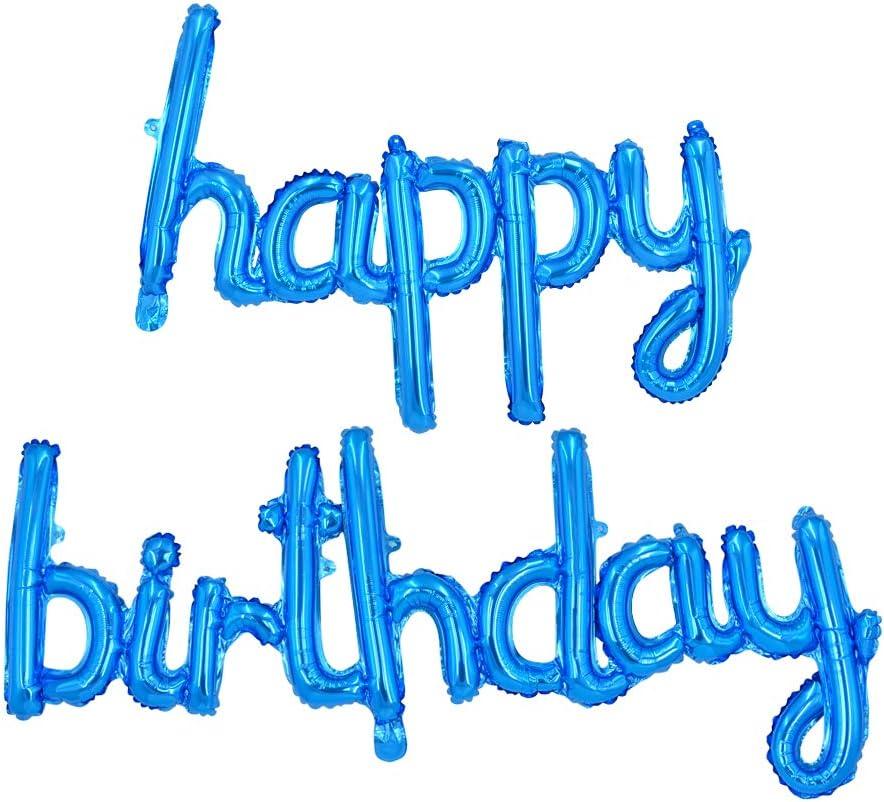 BEISHIDA Blue Happy Birthday Balloons Banner 16 Inch Mylar Foil Birthday Letters Balloons for Kids Adults Ocean Theme Party Decorations Supplies