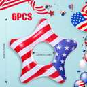 Blosssound 6 Pieces Patriotic Stars Inflatable Pool Floaties Red White Blue 35 Inch American 4th of July 250th Anniversary Swimming Float Pool Inflatable Float Toys for Adults Party Decoration