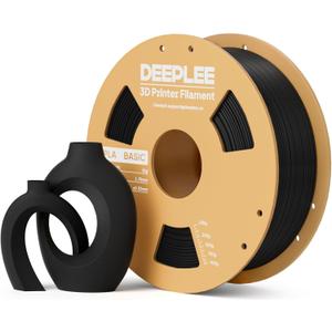 DEEPLEE PLA Basic 1.75mm 3D Printer Filament, 3D Printing Filament with Dimensional Accuracy +/- 0.02 mm, Neatly Wound, No Clogging, Best for Beginners, Fits for Most FDM 3D Printers 1KG Black