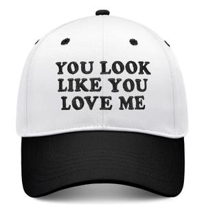 You Look Like You Love Me Hat, Funny Vintage Trucker Hats for Women Men, Trendy Embroidered Snapback Baseball Cap Black (White)