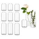 Glasseam Clear Small Flower Vases - Bulk Set of 9, Handmade Modern Decorative Bud Vases for Flowers, Wedding Centerpiece, Dining Table Decoration