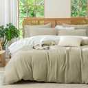 Jane yre Queen Size Duvet Cover Desert Sage Luxury Soft 100% Cotton Double-Layer Crinkle Sage Duvet Cover, Bedding for All-Season, with Zipper Closure Luxury Soft Breathable Comfy
