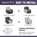 ZNSAYOTX Stretch Velvet Recliner Cover 4-Pieces, Thick Soft Recliner Chair Slipcover with Pocket, Non-Slip Elastic Bottom for Kids Pets, Luxury Plush Reclining Protector Comfy Washable (Grey)