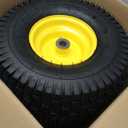 AR-PRO Exact Replacement 15" x 6.00-6" Front Tire and Wheel Assemblies Compatible with John Deere Riding Mowers 100 and D100 Series - 3" Centered Hub and 3/4" Bushings, 4Ply Pneumatic (Set of 2) (Yellow)