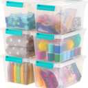 IRIS USA 4 Qt. Plastic Storage Bins Containers with Lids, 6 Pack, Small Sensory Bin, Craft Storage, Craft Organizers & Storage, Organizing Container for Home, Office & Art Supplies, Stackable, Clear