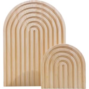 2Pcs Wooden Rainbow Arch Decor Set - Boho Chic Aesthetic Shelf & Serving Board - Ideal for Living Room, Kitchen, Home Office Decor (Natural)