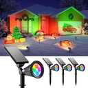 4 Pack Christmas Color Change Solar Spotlights Outdoor Waterproof Led Landscape Spot Lights Uplighting for Gingerbread Man, Snowman, Reindeer, Decorations, Holiday Ambient Lighting Lawn, Yard, Garden
