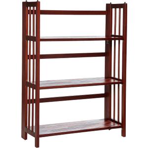 Casual Home 3-Shelf Folding Stackable Bookcase (27.5" Wide)-Walnut