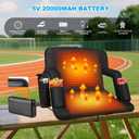 Heated Stadium Seats for Bleachers with Back Support with 5V 20000mAh Battery and Wide 20"/25" Dual-Sided Heated Bleacher Seat 6 Reclinng Positions Heat Heated Stadium Chair USB 3 Levels of