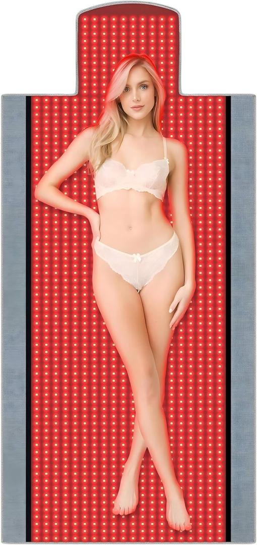 2025 New 1370pcs Dual Wavelength LED Beads 660nm&850nm Red Light Therapy Mat Full Body Used to Relieve Pain71''x 33'', Home Near Infrared Light Therapy Product with TimerGray