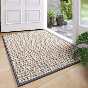 Door Mat 17"x30",Door Mat Indoor Entrance Dirt Resistant and Absorbent Non-Slip Rubber Backing Front Door Mats Washable Low-Profile Indoor Mats for Entryway, Inside Entrance Easy Clean Gray