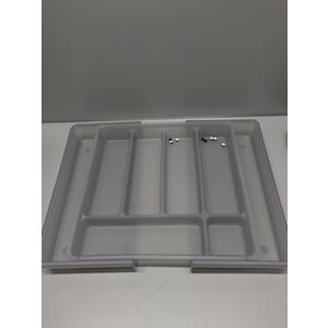 Silverware Drawer Organizer, Expandable Utensil Tray for Kitchen, BPA Free Flatware and Cutlery Holder, Adjustable Plastic Storage for Spoons Forks Knives, Large, Clear