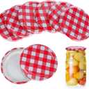 Veemoon 40pcs Regular Mouth Mason Jar Iron Lids Jam Canning Sealing Lids Red White Checked Canning Screw Caps for Sauce and Food Jelly Storage Bottle (2.48/2.28 Inch)