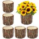 6 Pcs Wooden Vases for Centerpieces, Wood Flower Vase Rustic Tree Stump Planter Pots for Woodland Party Wedding Window Home Farmhouse Christmas Table Decor
