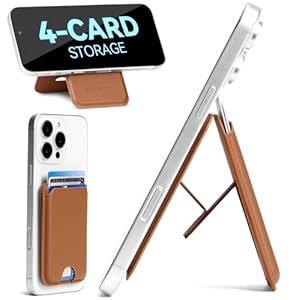 BOSTANTEN for MagSafe Wallet with Stand, Magnetic Wallet for iPhone 16/ 15/ 14/ 13/ 12 Pro Max Plus, Leather Minimalist Magnetic Phone Wallets Phone Card Holder Fit 4 Cards, Brown