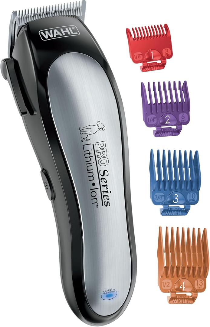 Wahl USA Lithium Ion Pro Series Cordless Animal Clippers  Rechargeable, Heavy-Duty, Electric Dog & Cat Grooming Kit for Small & Large Breeds with Thick to Heavy Coats  Model 9766