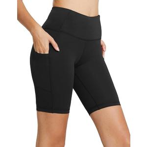 baleaf Women's 8"/ 5"/ 3" Biker Shorts High Waist Yoga Workout Gym Running Volleyball Spandex Shorts with Pockets, Size Small