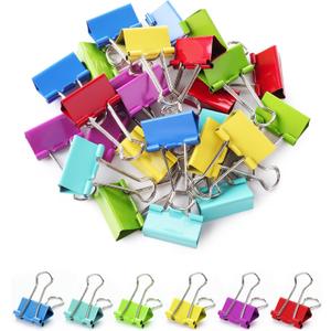 Mr. Pen- Binder Clips, 1.25 inch, 25 Pack, Colored Colored Binder Paper Clips Medium Size, Paper Clamps for Office Supplies, Home, School, Business, Document Organizing