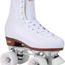 Chicago Quad Roller Skates for Girls & Boys  Durable, Top Performance Indoor/Outdoor Use or Roller Derby - Classic Deluxe Leather High-Top Boots with 60mm Urethane Wheels & Semi-Precision Bearings (Women / Men - 7, White)