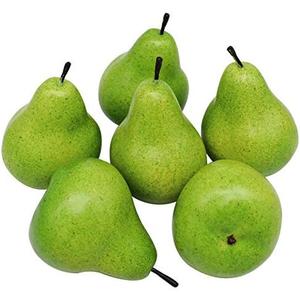 D-Seven 6pcs Fake Pear Artificial Fruit Faux Pears for Home Shop Supermarket Props Or Decoration(Green)